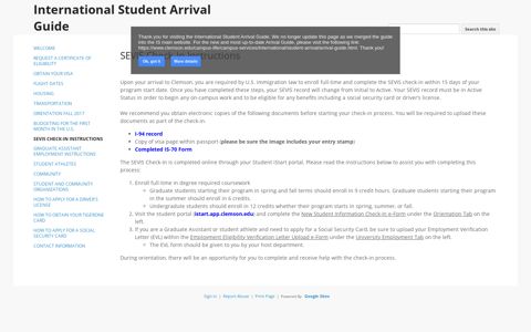 SEVIS Check-In Instructions - International Student Arrival Guide