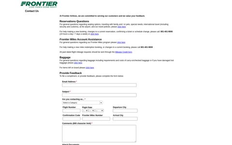 Frontier Miles Account Assistance - Frontier Airlines: Contact Us