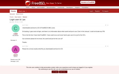 Login user id / pw | The FreeBSD Forums