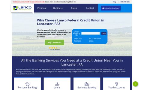 Lanco Federal Credit Union | Banking Services | Lancaster, PA