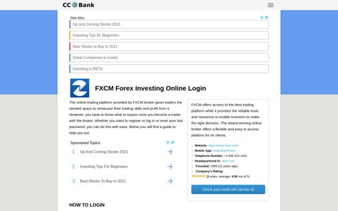 FXCM Forex Investing Online Login - CC Bank