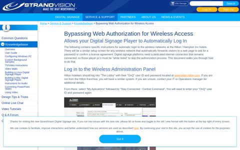 Bypass Wireless Login | Hotel Digital Signage < StrandVision