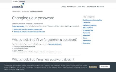 Changing your password - My account - Help ... - British Gas