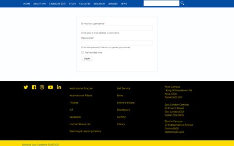 User account | University of Fort Hare