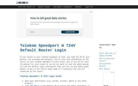 Telekom Speedport W 724V - Default login IP, default ...