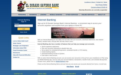 Internet Banking - El Dorado Savings Bank