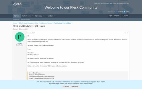 Plesk and Godaddy - SSL issues | Plesk Forum