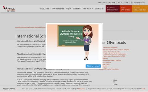 International Science Live Olympiad Sample Papers, Mock ...