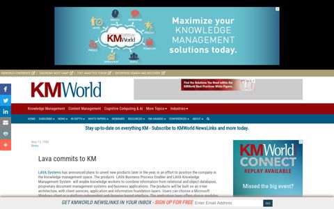 Lava commits to KM - KMWorld