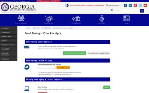 Send Money / View Receipts | The Georgia Department of ...