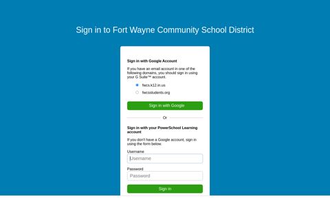 Fort Wayne Community School District | PowerSchool ...