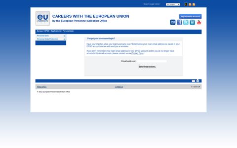 Forgot your username/login? - EU careers : The European ...
