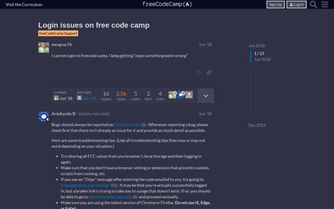 Login issues on free code camp - freeCodeCamp Support ...