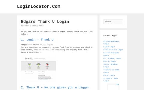 Edgars Thank U Login - LoginLocator.Com