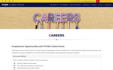 Vellore :: Careers - FIITJEE Global School Vengambakkam