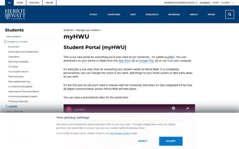 Student Portal (myHWU) - Heriot-Watt University