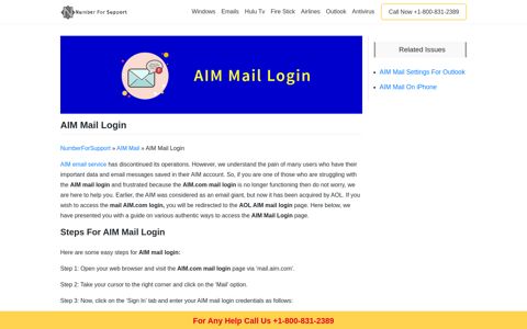 AIM Mail Login - NumberForSupport