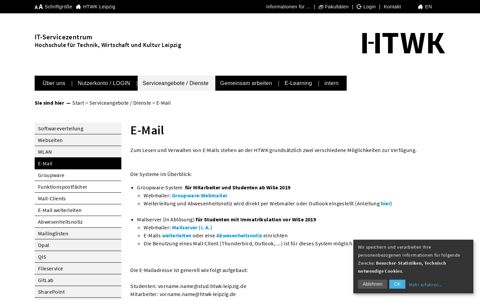 HTWK Leipzig ITSZ - IT-Servicezentrum E-Mail