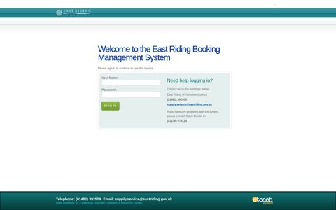 the East Riding Booking Management System - eTeach