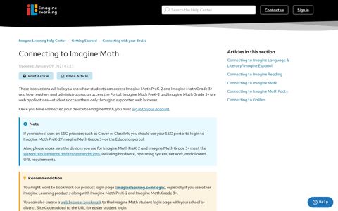Connecting to Imagine Math – Help Center - Imagine Learning