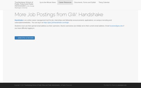 More Job Postings from GW: Handshake – Trachtenberg ...