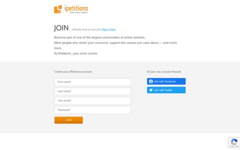Join | iPetitions