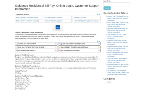 Guidance Residential Bill Pay, Online Login, Customer ...