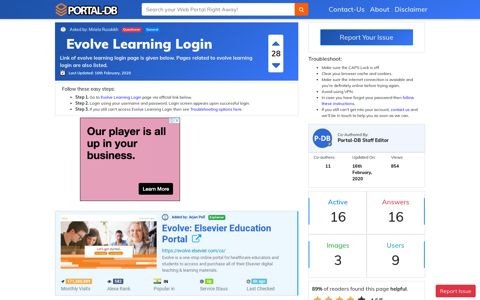Evolve Learning Login - Portal-DB.live