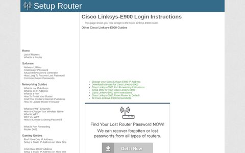 How to Login to the Cisco Linksys-E900 - SetupRouter