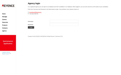 Agency login - Keyence International