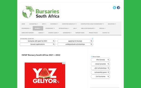 ISFAP Bursary South Africa 2020 – 2021