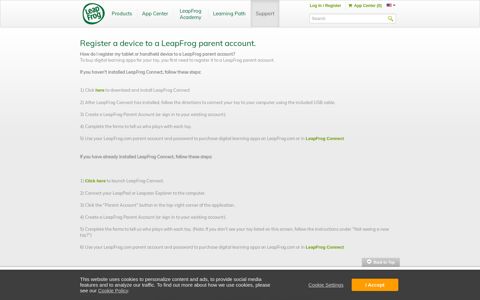 Register Device to Parent Account - LeapFrog