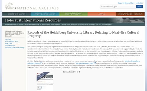 Records of the Heidelberg University Library Relating to Nazi ...