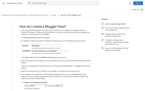 How do I create a Blogger Feed? - FeedBurner Help