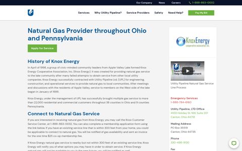 Knox Energy provides natural gas service to areas in Ohio ...