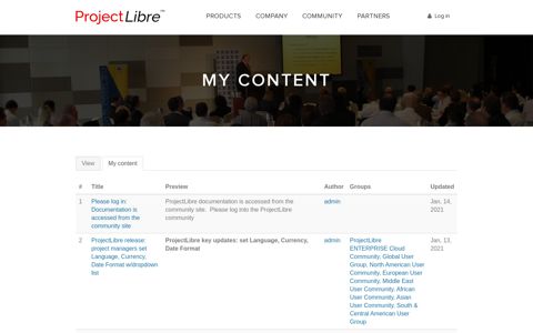 My content | Projectlibre