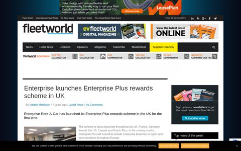 Enterprise launches Enterprise Plus rewards scheme in UK