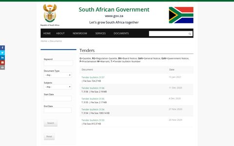 Tenders - South African Government