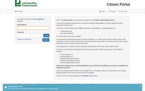 Citizen Portal - Sign in