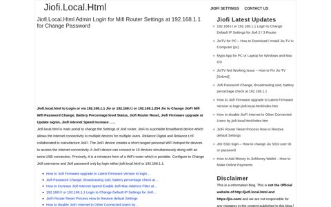 Jiofi.Local.Html Login for Password Change, JioFi Mifi Router ...