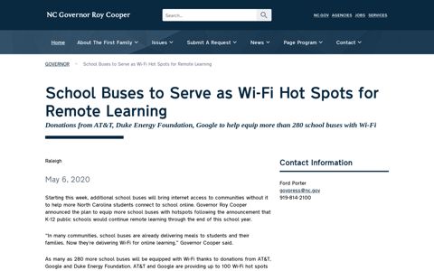 NC Gov. Cooper: School Buses to Serve as Wi-Fi Hot Spots ...