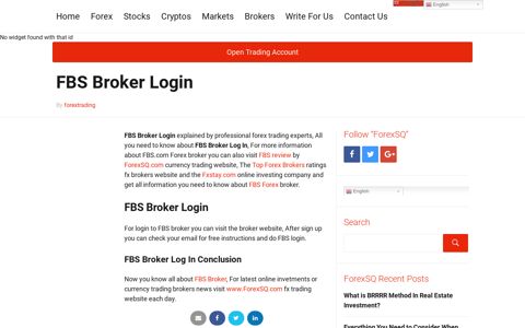 FBS Broker Login - ForexSQ