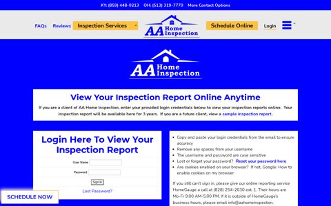 AA Home Inspection » Client Login