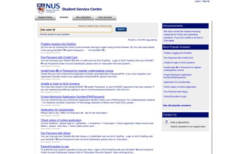 isis user id - Find Answers - NUS