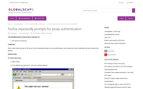 Firefox repeatedly prompts for proxy authentication