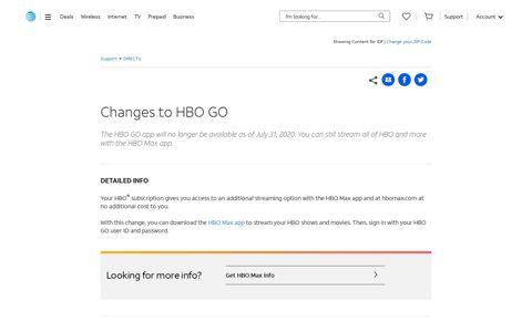 Changes to HBO GO - DIRECTV Support - AT&T