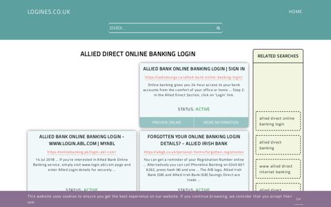 allied direct online banking login - General Information about Login