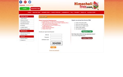 Member Login - Himachali Rishta.Com