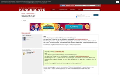 Issues with login discussion on Kongregate
