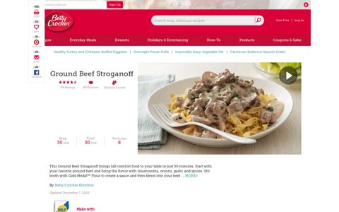 Ground Beef Stroganoff Recipe - BettyCrocker.com